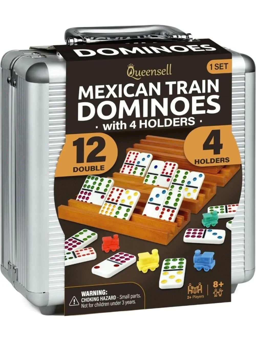 Double 12 Dominoes Set with 4 Holders - Family Game Night Fun for All Ages